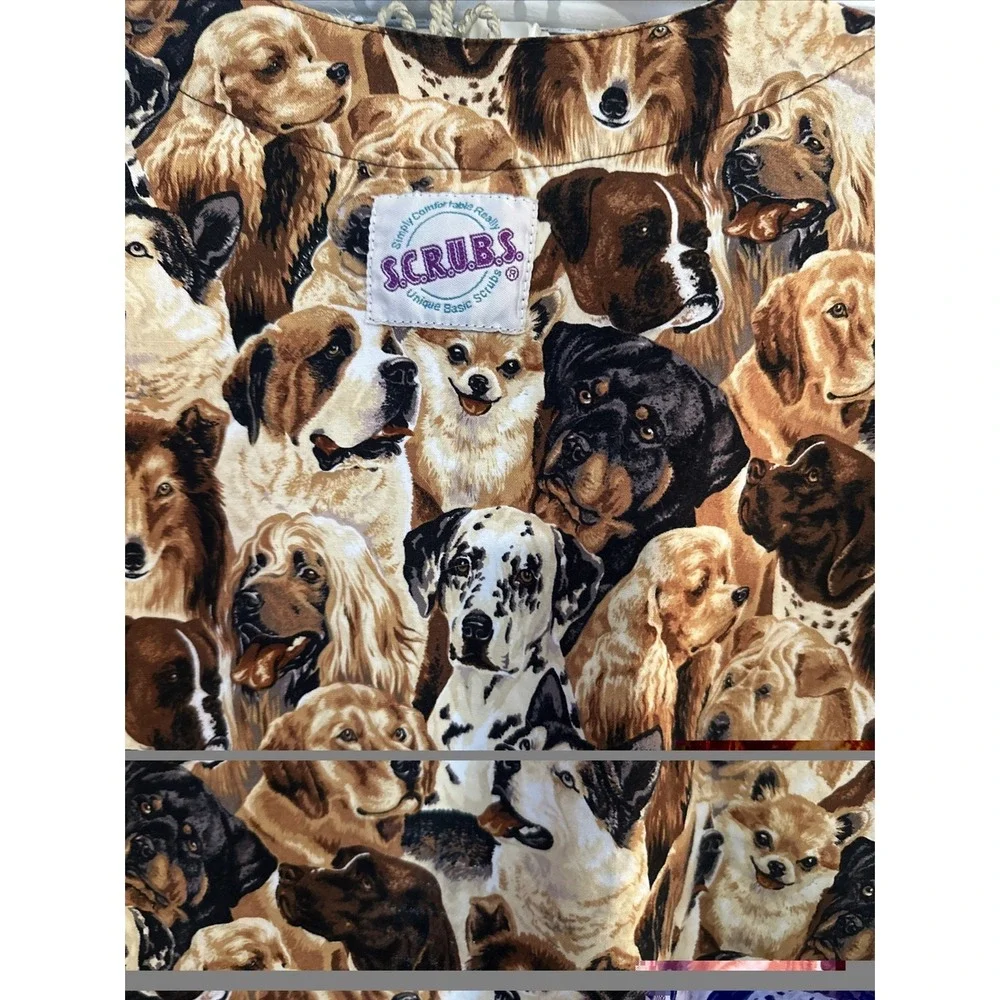 Scrubs Uniform Golden Retriever Collie Shar-pei Do YBeagle Dog Vet  Top Sz M